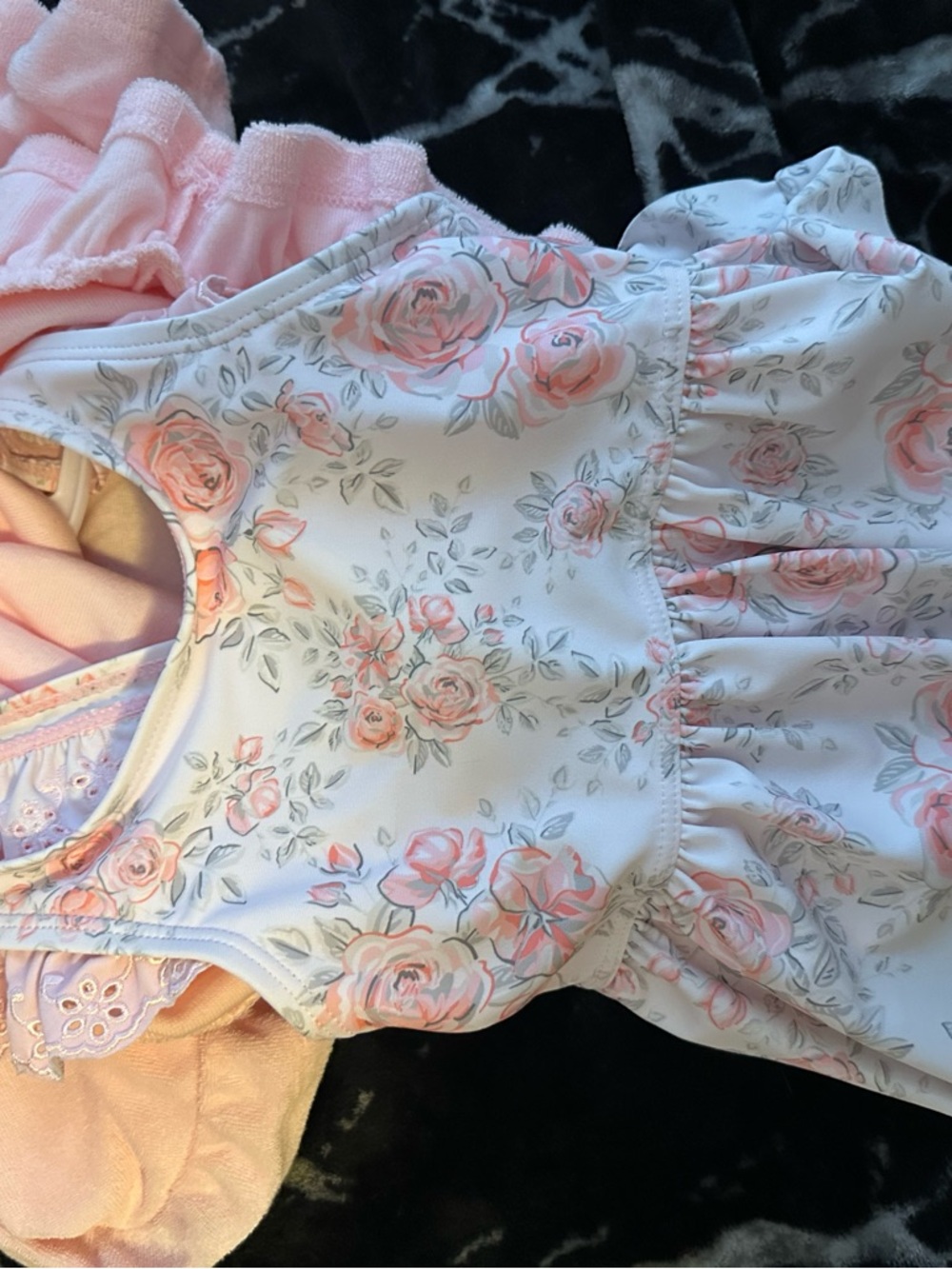Catherine Malandrino Pink and White Rose Print Baby Dress